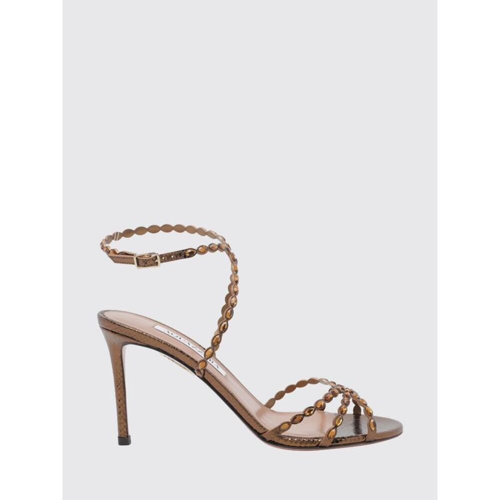 Love Struck Python-Print Leather Sandals Aquazzura With Stiletto Heel